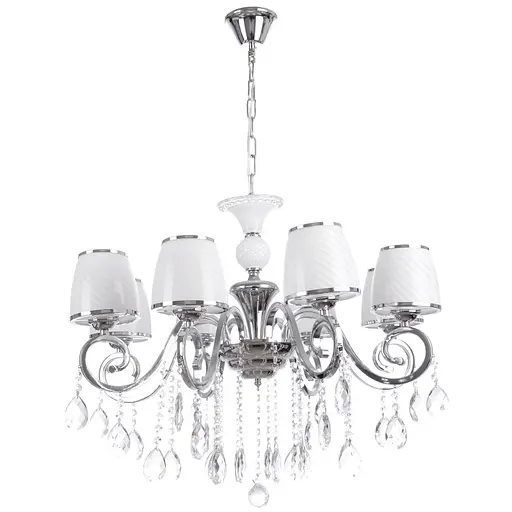 Люстра підвісна Brille кришталева з абажуром E14 40W CH (BCL-384S/8)