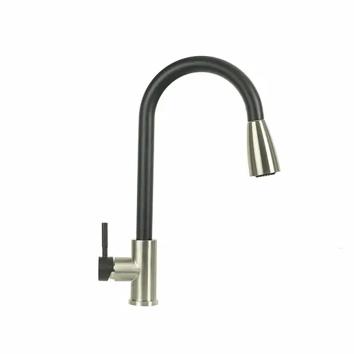 Смеситель для кухни с выдвижным изливом Platinum KT 8203 (8614) черный матовый комби - фото 1