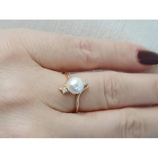 Золоте кільце Гаразд з діамантами і перлами. 3022230 17 - фото 2