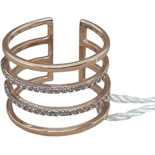 Золотое незамкнутое кольцо Семейные драгоценности с фианитами. 111675 18