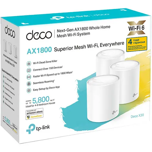 Mesh-система TP-Link Mesh Deco X20 AX1800 3Pcs White 802.11ax (DECO X20(3-PACK)) - фото 4