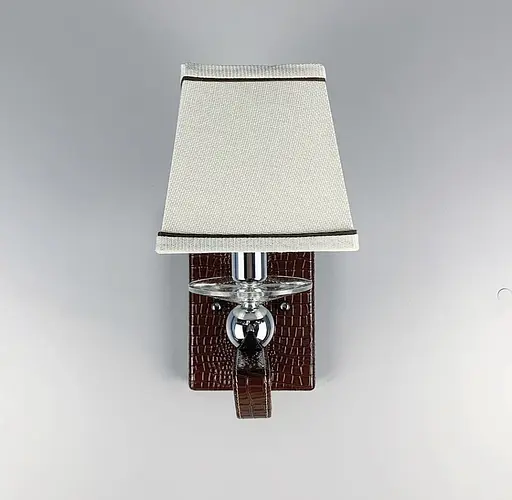 Бра з класичним тканинним абажуром та екошкірою Line F S 1449/1 BR - фото 3