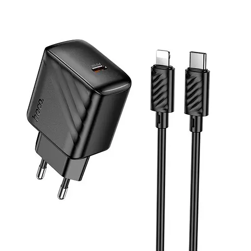 Адаптер сетевой Hoco Type-C to Lightning Cable Puerto single-port charger set CS24A |1Type-C, 25W/3A| - фото 1