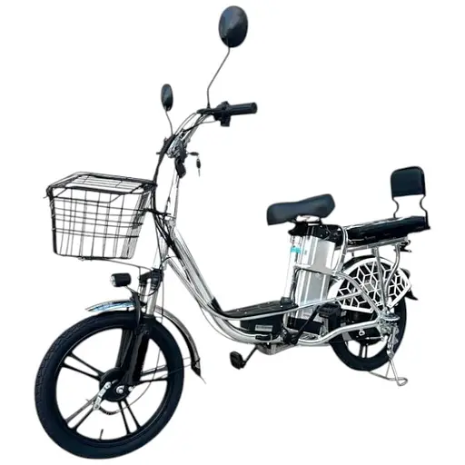 Электровелосипед E-scooter V12 двухместный 18 дюймов 600W 48V 16Ah + раскладной багажник сиденье