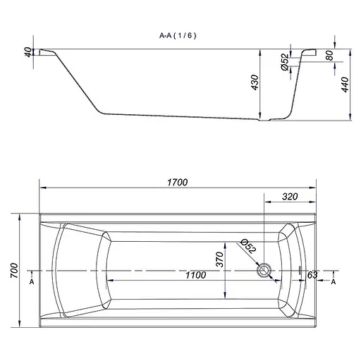 Ванна акриловая Cersant Korat 170x70 - фото 3