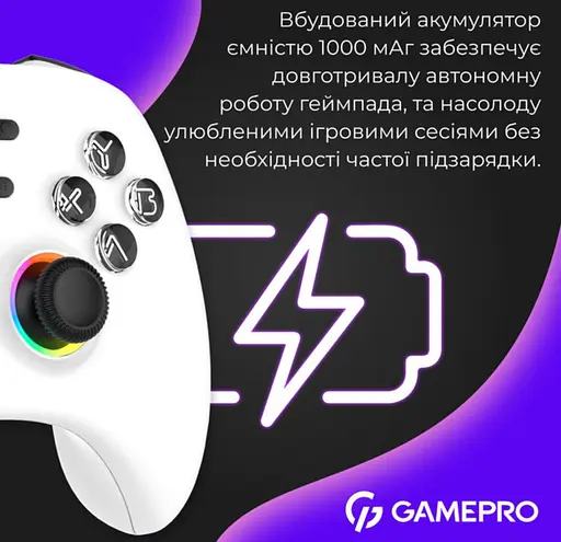 Геймпад джойстик GamePro GP-X13-W Xinput Bluetooth/2.4G/USB (Switch/PC/iOS/Android) White - фото 14