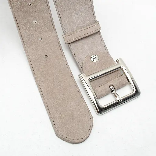 Ремень женский широкий замшевый JK-5017 бежевый с серебристой пряжкой (120 см) - фото 4