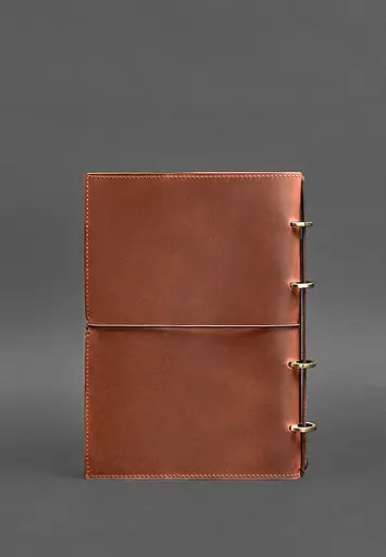 Шкіряний блокнот на кільцях (софт-бук А4, А5) 9.0 в м'якій світло-коричневій обкладинці - фото 6