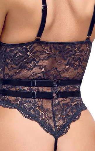 Боді Cottelli Lingerie Lace otwarte S (чорний) - фото 12