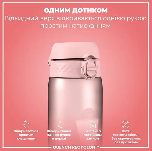 Пляшка для води ION8 1000 мл BPA Free Times To Drink (ЕКО пляшка) Periwinkle &amp;Rose (I8RF1000PPRMOT) - фото 2