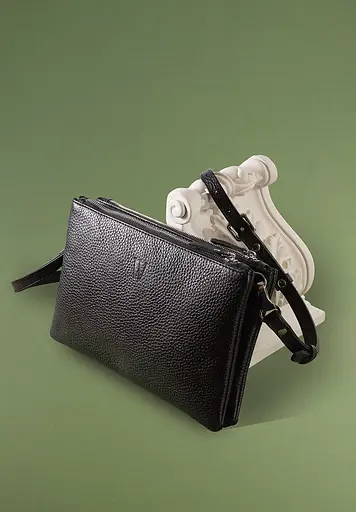 Шкіряна сумка Lina чорна флотар - фото 8