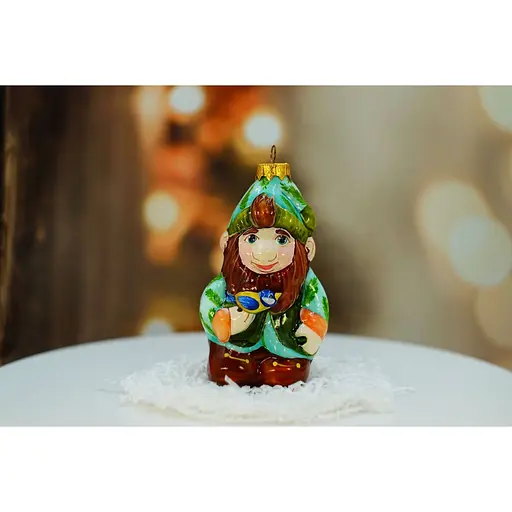 Ялинкова прикраса Різдвяні історії Гном з пташкою скло (4820001045048) - фото 5
