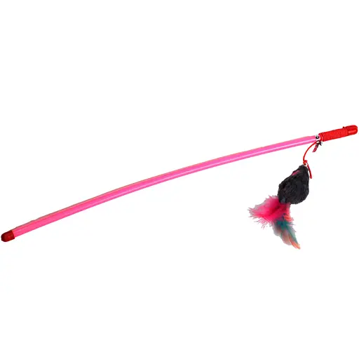 Іграшка для котів Fox Вудка-дражнилка Мишка з пір'ям - фото 1