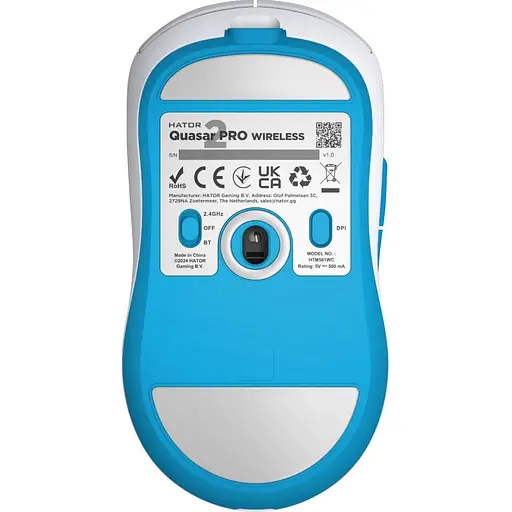 Бездротова миша HATOR Quasar 2 PRO Wireless White Cyan (HTM561WC) - фото 3