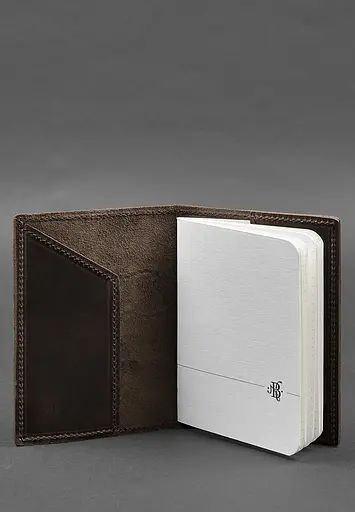 Кожаная обложка для паспорта с картой Украины темно-коричневый Crazy Horse - фото 4