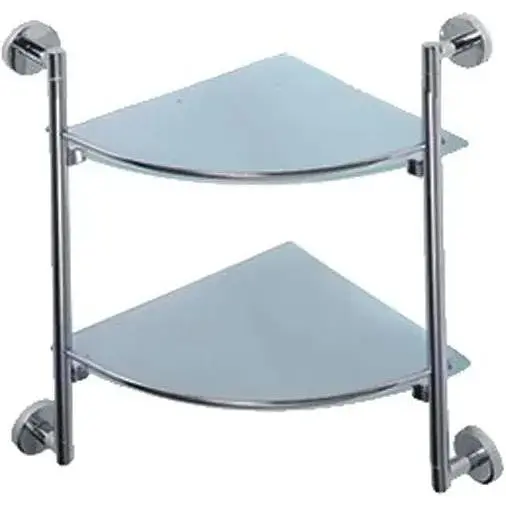 Полка угловая стеклянная Haiba HB1707-2 двухъярусная HB0734, Хром - фото 1