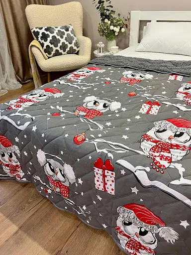 Дитяче покривало-ковдра полуторне 150 х 210 см  Сови Сірий - фото 3