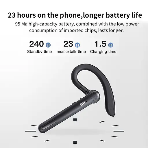 Бездротова Bluetooth гарнітура K10 з індикатором заряду кнопками управління шумозаглушенням Бізнес гарнітура - фото 10