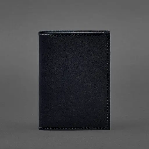 Кожаная обложка для паспорта и военного билета 1.2 синяя Краст - фото 6