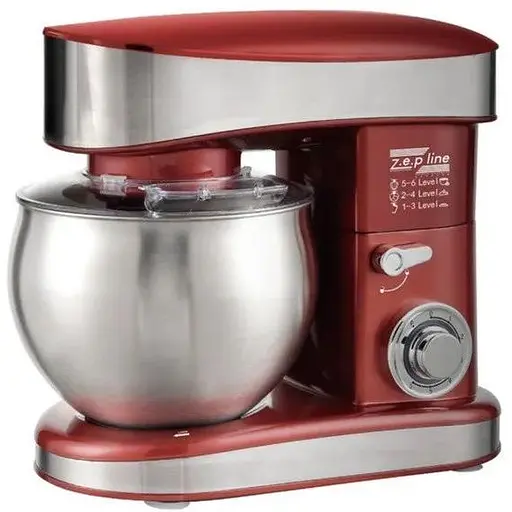 Стационарный миксер тестомес 4в1 Zepline ZP-137 с металлической чашей планетарное вращение 7л 3500Вт Красный - фото 4