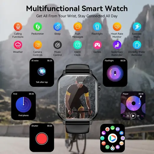 Смарт-годинник SENBONO G93 Black (пульсоксиметр, дзвінки) 2 ремінці - фото 6