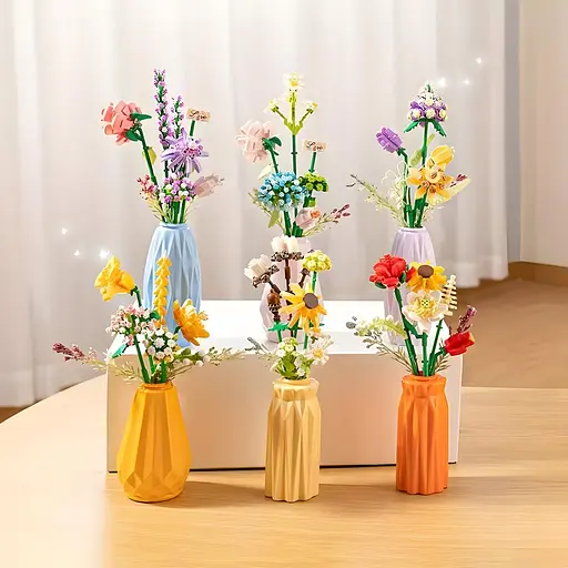 3D конструктор Голубая ваза с цветами на 303 детали (2352-P) - фото 6