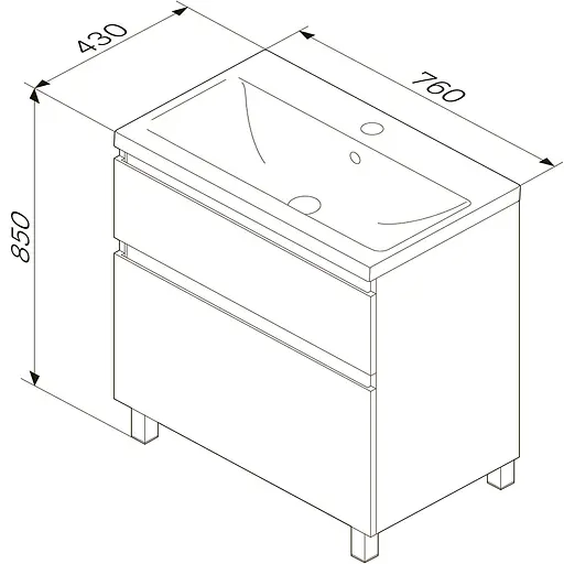 Тумба з умивальником AM.PM Hit підлогова 75 см білий M93A-FSX0752-WC0752WG38 Білий - фото 11