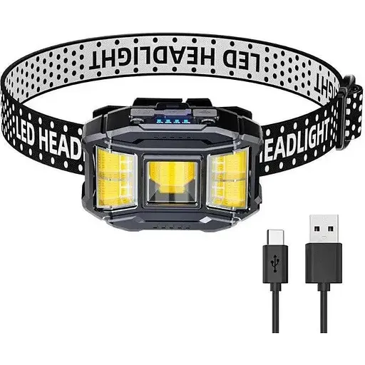 Аккумуляторный налобный фонарь Headlight HC-618S 5 режимов работы сенсорное управление Пластик IPX6 Черный - фото 1