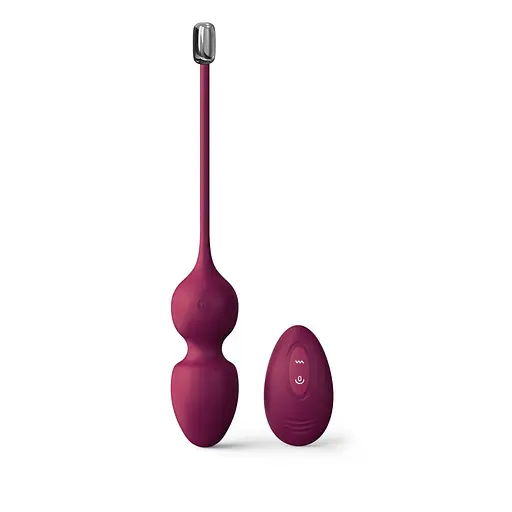Вагінальні кульки Dorcel Love Balls Plum, вібрації і рухи внутрішньої кульки, пульт ДУ - фото 2