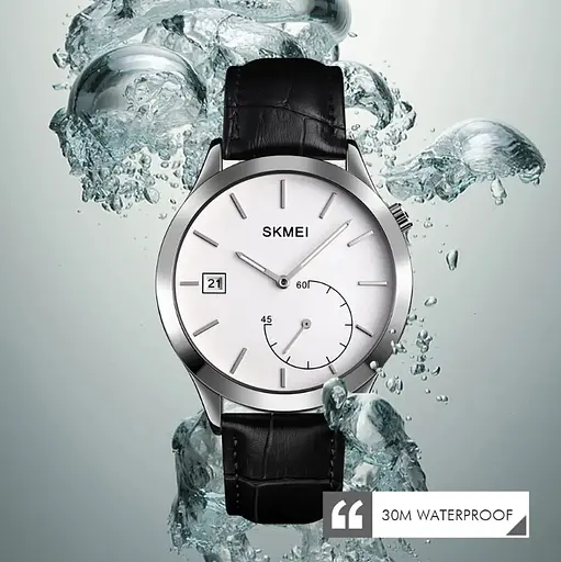 Чоловічий кварцовий годинник Skmei 1581 Prestige чорні з сріблястим - фото 3