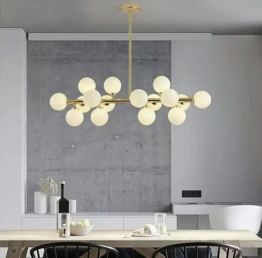 Линейная люстра с миниатюрными белоснежными плафонами Line.F DE 14 L/940 GD - фото 2