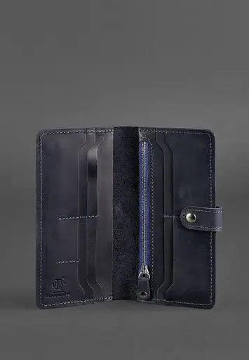 Кожаный портмоне 7.0 синий Crazy Horse - фото 4