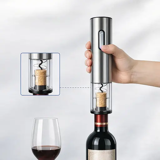 Электрический умный штопор для вина автоматический открыватель для винных бутылок Серебристый 88296 - фото 3