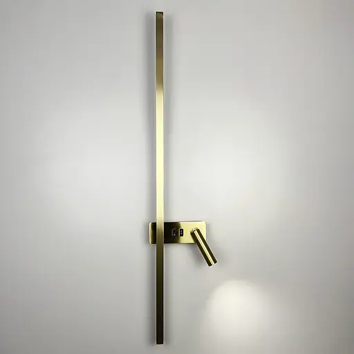 Латунне лінійне бра 120 см зі спотом справа та 2-ма вимикачами Арт. WB 121/1200 R AB Line F - фото 4