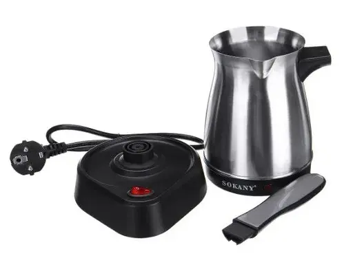 Электрическая турка Sokany SK-214 500 мл 600 Вт (Серебристая/Черная) - фото 2