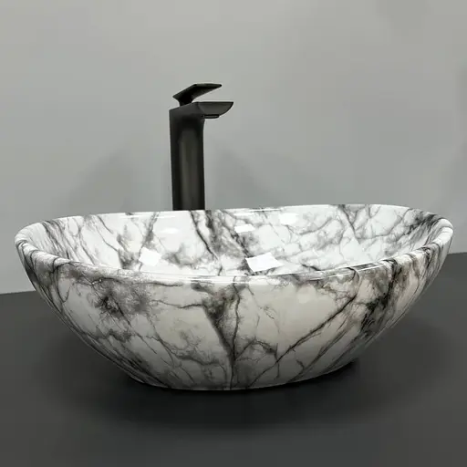 Умивальник VBI Parma statuario black veins накладний VBI-011009, Сірий - фото 2