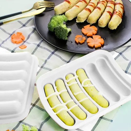 Форма для запікання випічки силіконова домашніх хот-догів, сосисок, ковбасок, кебаба кебабниця, A-plus Білий 86438 - фото 2