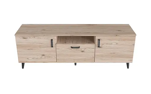 Тумба Лестер на конусних ніжках Ferrum-decor 48x139x38 Чорний метал ДСП Дуб Сан-Марино 16 мм (FRD-106806)