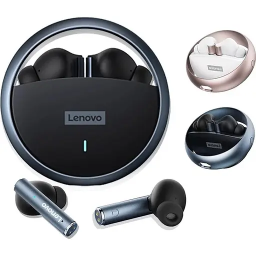 Навушники бездротові Lenovo LP60 стереогарнітура чорна - фото 2