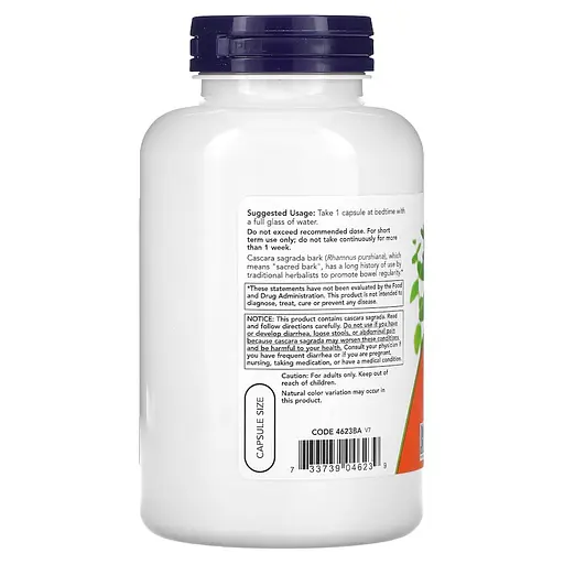 Натуральная добавка NOW Cascara Sagrada, 250 вегакапсул - фото 3