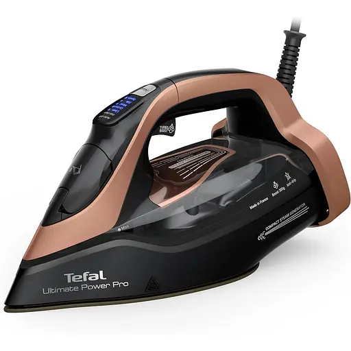 Tefal Праска Ultimate Power Pro, 3200Вт, 350мл, паровий удар -300гр, постійна пара - 85гр, керам. підошва, чорно-золотий - фото 1