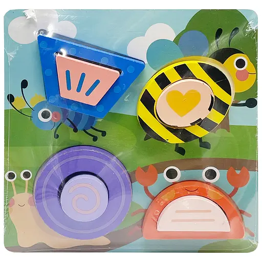 Дитячий деревяний пазл-вкладиш 3D Жуки C15057-3