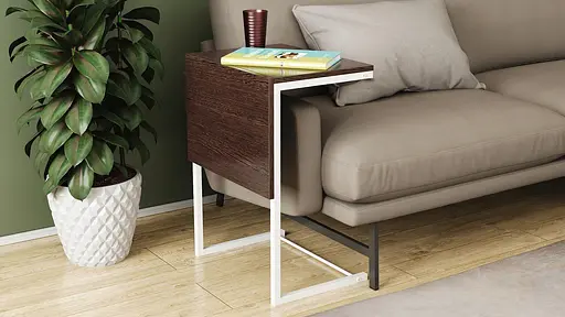 Стол журнальный приставной Терри Комбо Ferrum-decor 345x662x440 Белый металл ДСП Венге Магия 16 мм (FRD-105553) - фото 8