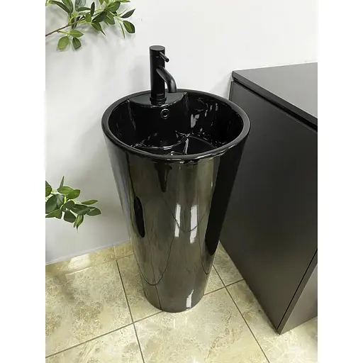 Умивальник підлоговий VBI Bolonia чорний глянцевий VBI-019018, Чорний - фото 1