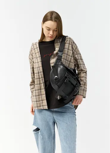 Большая женская поясная сумка бананка Sambag DynamicDart черная 38×21×7 см (80411101) - фото 2