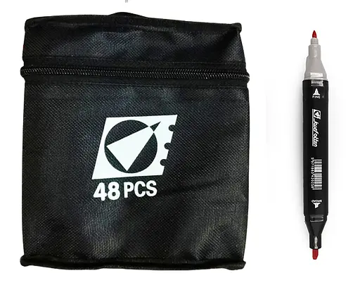 Набор скетчмаркеров двусторонних, 48 шт., 48 цветов, круглый/скошенный наконечник, в сумке