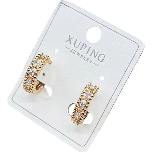 Сережки Xuping з блискучими камінцями гіпоалергенне медичне золото - фото 1