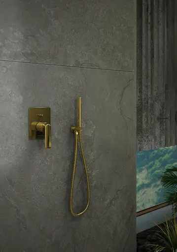 Душова система прихованного монтажу Kohlman Experience Gold + Box прихованого монтажу QW210EGDQ25, Золотий - фото 2