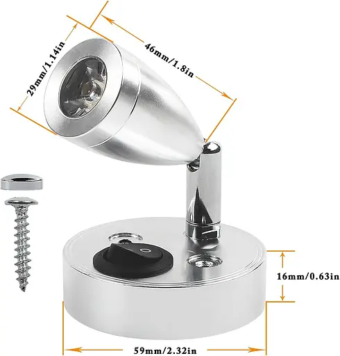 Точечный светильник Flaincep 12V LED регулируемый выключатель теплый свет поворот на 360° - фото 6