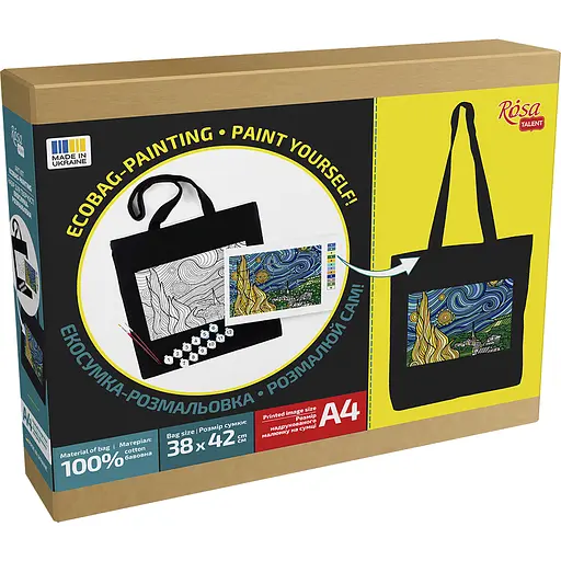 Набор экосумка-раскраска «Звездная ночь» 38х42см черный хлопок 200г/м2 ROSA Talent - фото 4